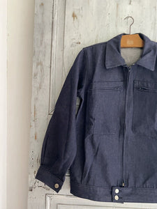 Vintage French WORK WEAR jacket cotton blue DENIM blouson c1950