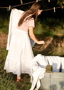 French UPCYCLED antique linen full ruffled PETTICOAT by Les Toiles Blanches