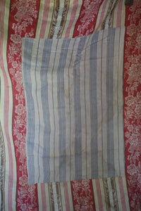 RARE Napoleon III French TICKING cotton PATCHED red cramoisi FLORAL c1850