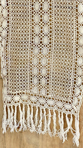 Antique French FILET LACE cotton CURTAIN c1920