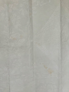 Antique LARGE French BRIDE PIQUE DE PROVENCE bed COVERLET LACE TRIM c1930