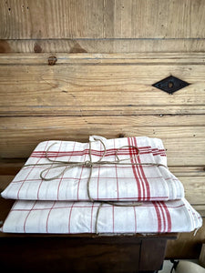 SET 3 vintage French TEA TOWELS cotton FIL c1920