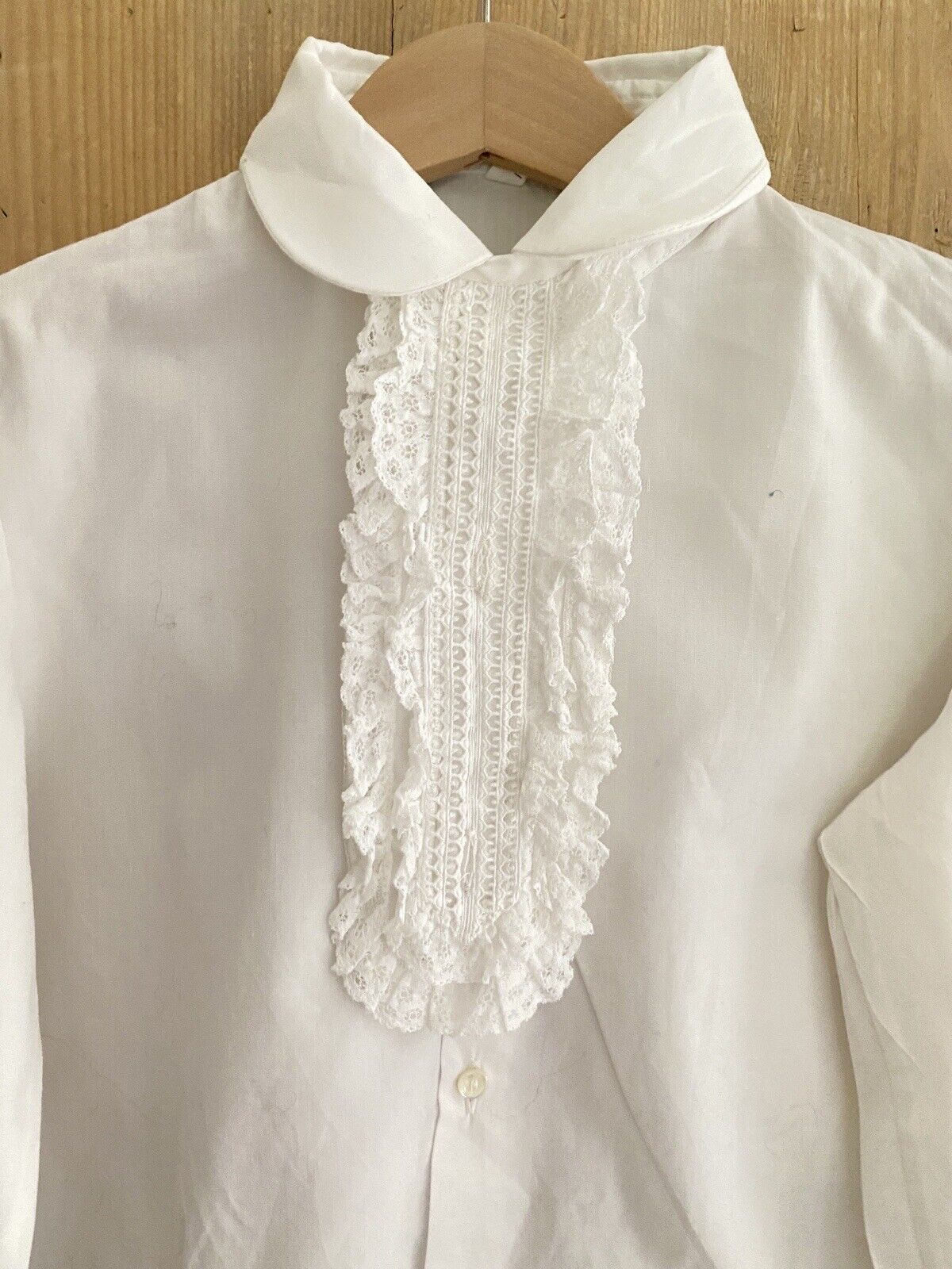 Vintage French cotton CEREMONY FRILLED child SHIRT JABOT c1960