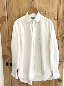 Antique French man COUTURE POPLIN COTTON SHIRT PG mono c 1920