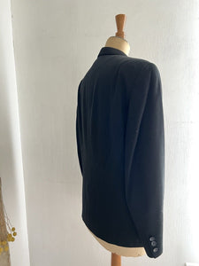 Antique French man BLACK wool TUXEDO jacket SILK shawl collar c1920