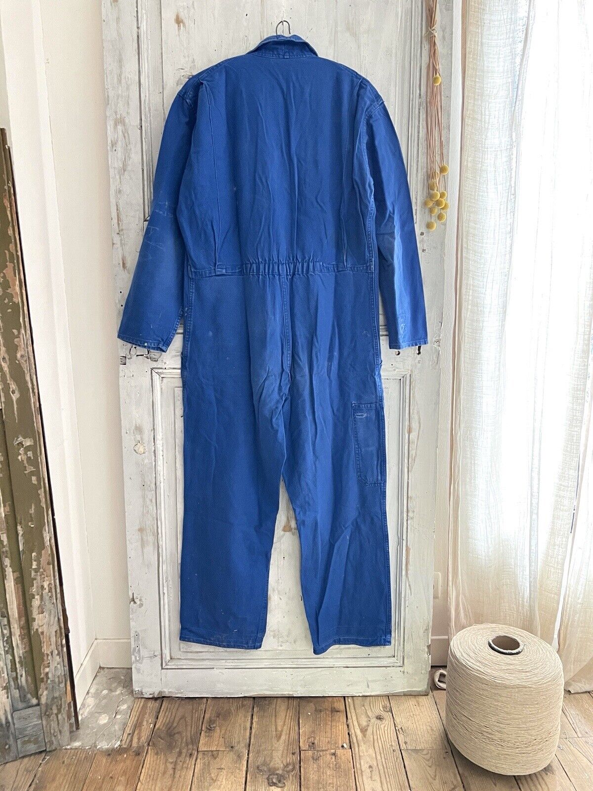 Vintage French large WORK WEAR overalls INDIGO blue cotton ZIP c1950